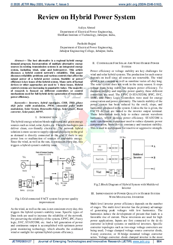 (PDF) Review on Hybrid Power System aaliya ahmed Academia.edu