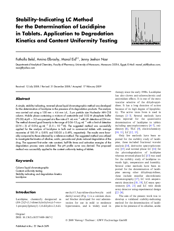 (PDF) Stability-Indicating LC Method for the Determination of ...