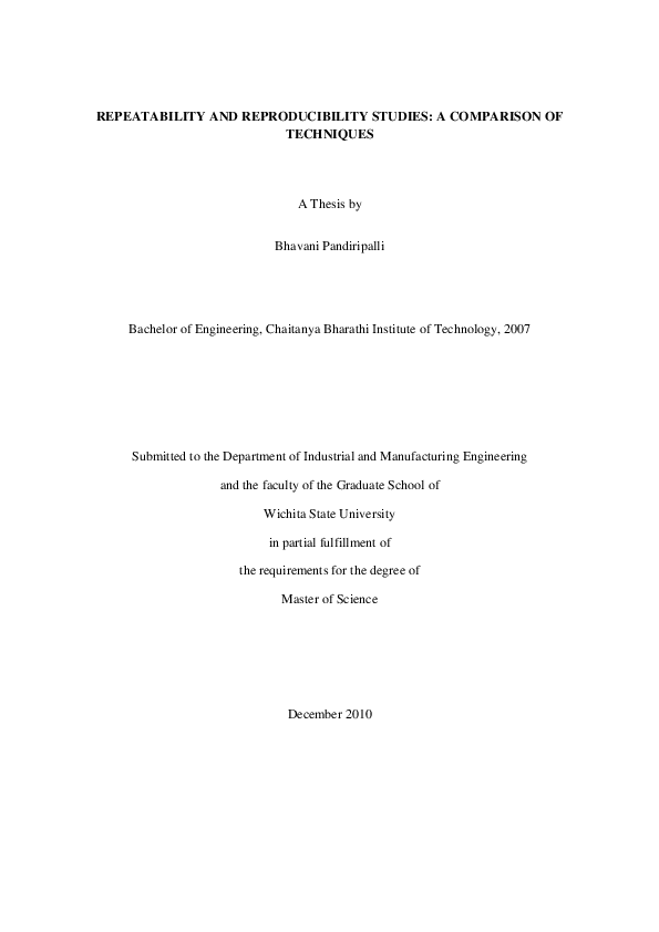 (PDF) Repeatability and reproducibility studies: a comparison of techniques
