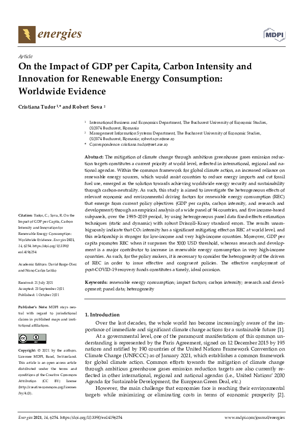 (PDF) On the Impact of GDP per Capita, Carbon Intensity and Innovation ...