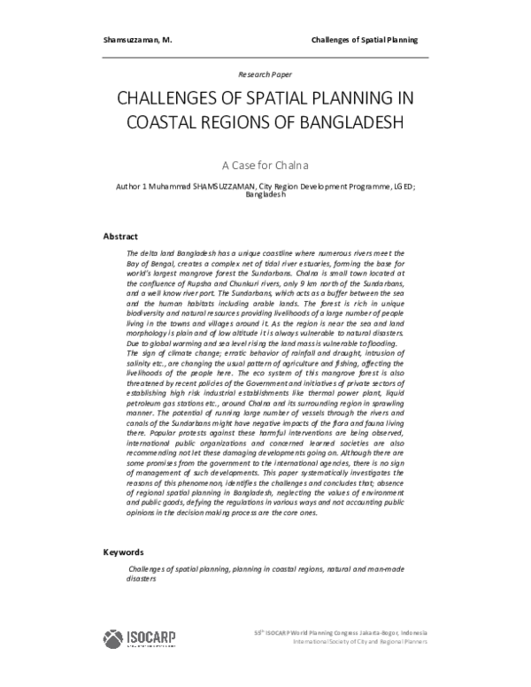 (PDF) Challenges of spatial planning in coastal regions of Bangladesh ...