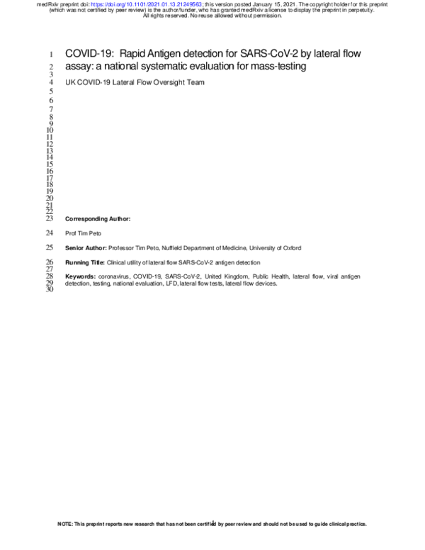 (PDF) COVID-19: Rapid Antigen detection for SARS-CoV-2 by lateral flow ...
