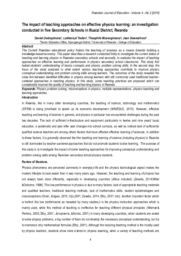 (PDF) The impact of teaching approaches on effective physics learning ...