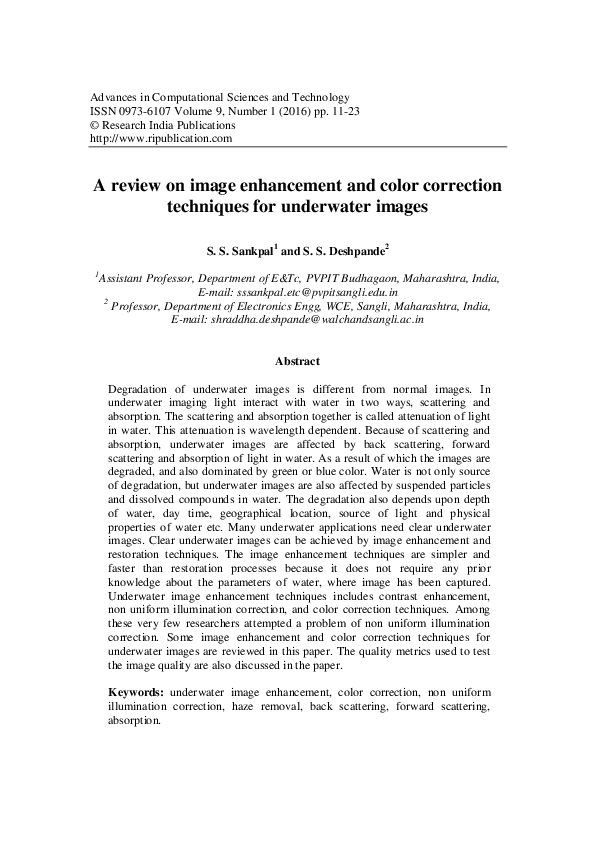 (PDF) A review on image enhancement and color correction techniques for ...