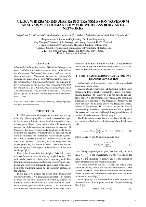 (PDF) Ultra Wideband Impulse Radio Transmission Waveform Analysis with ...
