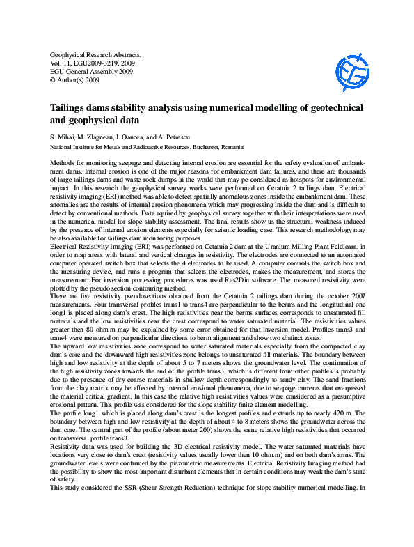 (PDF) Tailings dams stability analysis using numerical modelling of ...