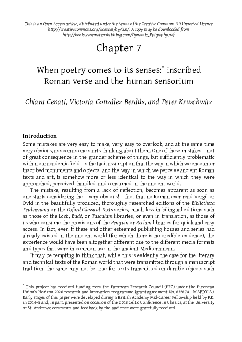(PDF) When poetry comes to its senses: inscribed Roman verse and the ...