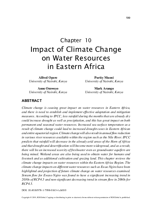 (PDF) Impact of Climate Change on Water Resources in Eastern Africa