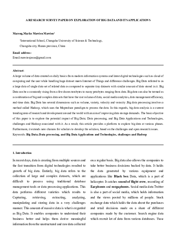 (PDF) A RESEARCH SURVEY PAPER ON EXPLORATION OF BIG DATA AND ITS ...