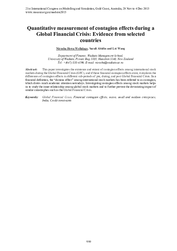 (PDF) Quantitative measurement of contagion effects during a Global ...