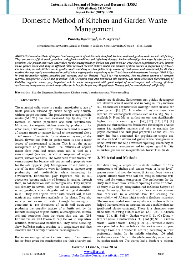 (PDF) Domestic Method of Kitchen and Garden Waste Management