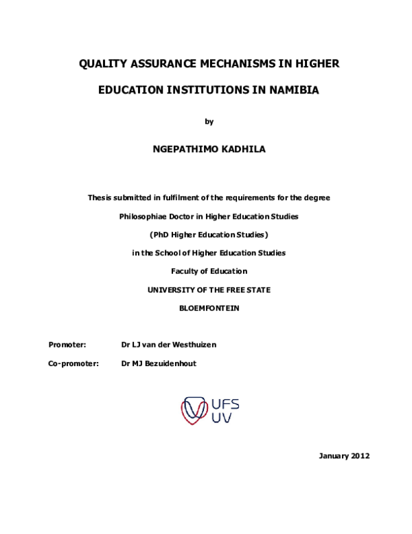 (PDF) Quality assurance mechanisms in higher education institutions in ...
