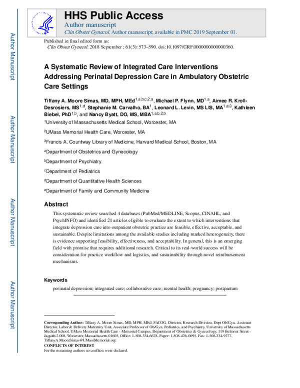 (PDF) A Systematic Review of Integrated Care Interventions Addressing ...