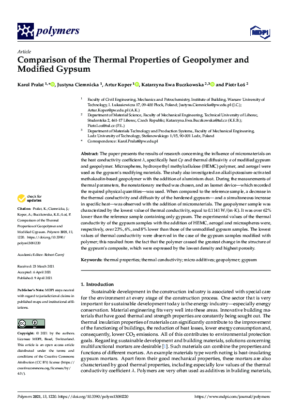 (PDF) Comparison of the Thermal Properties of Geopolymer and Modified ...
