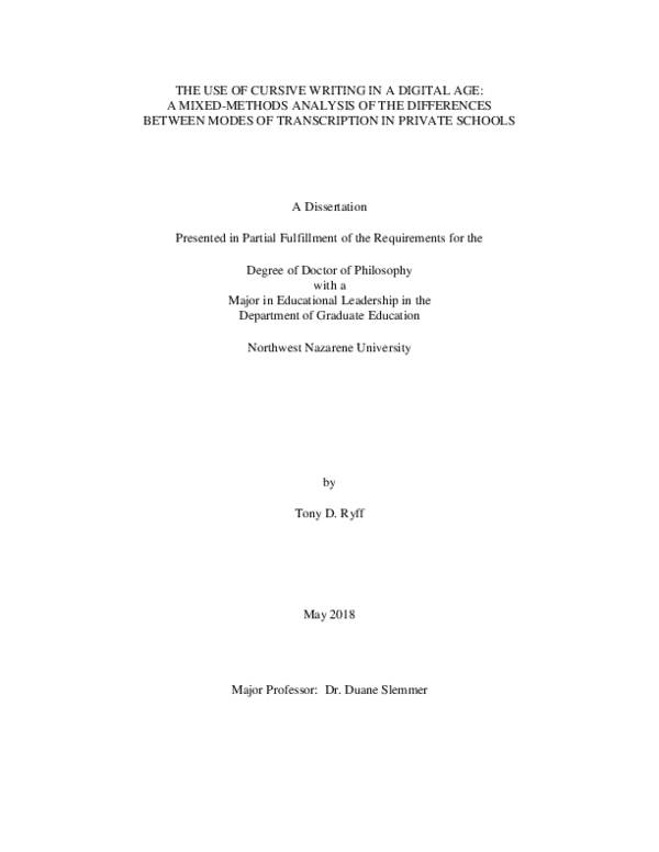 (PDF) The use of cursive writing in a digital age: a mixed-methods ...