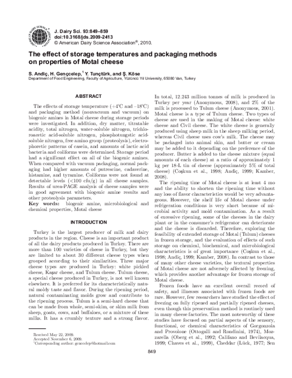 (PDF) The effect of storage temperatures and packaging methods on ...