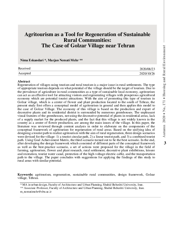 (PDF) Agritourism as a Tool for Regeneration of Sustainable Rural ...