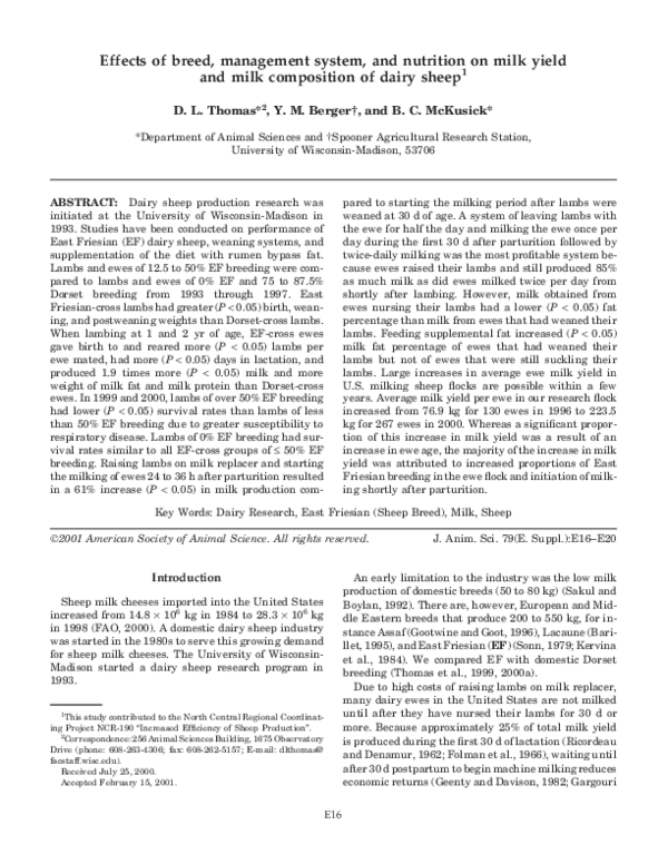 (PDF) Effects of breed, management system, and nutrition on milk yield