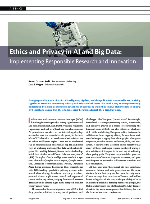 (PDF) Ethics and Privacy in AI and Big Data: Implementing Responsible ...