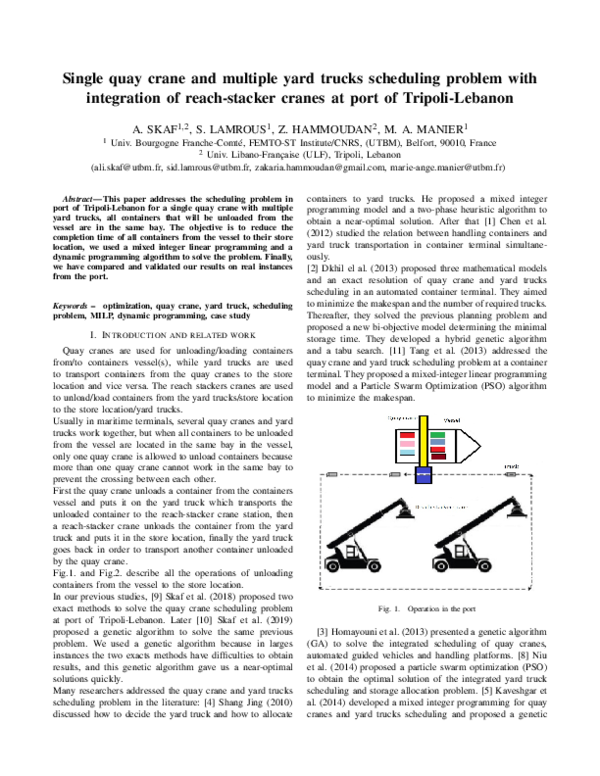 (PDF) Single quay crane and multiple yard trucks scheduling problem ...