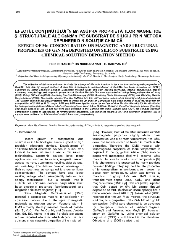 (PDF) EFFECT OF Mn CONCENTRATION ON MAGNETIC AND STRUCTURAL PROPERTIES ...