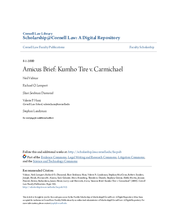 (PDF) Amicus brief Kumho Tire v. Carmichael Richard Lempert