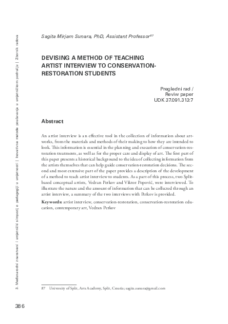 (PDF) 2022 / Devising a method of teaching artist interview to ...