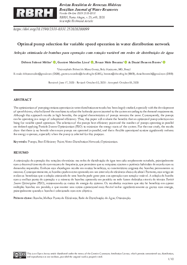 (PDF) Optimal pump selection for variable speed operation in water ...