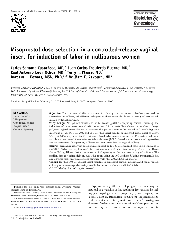 Misoprostol For Induction Of Labor – LOQG