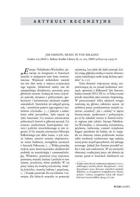(PDF) Jim Samson, Music in the Balkans, Leiden 2013
