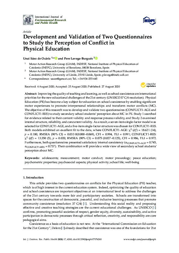 (PDF) Development and Validation of Two Questionnaires to Study the ...