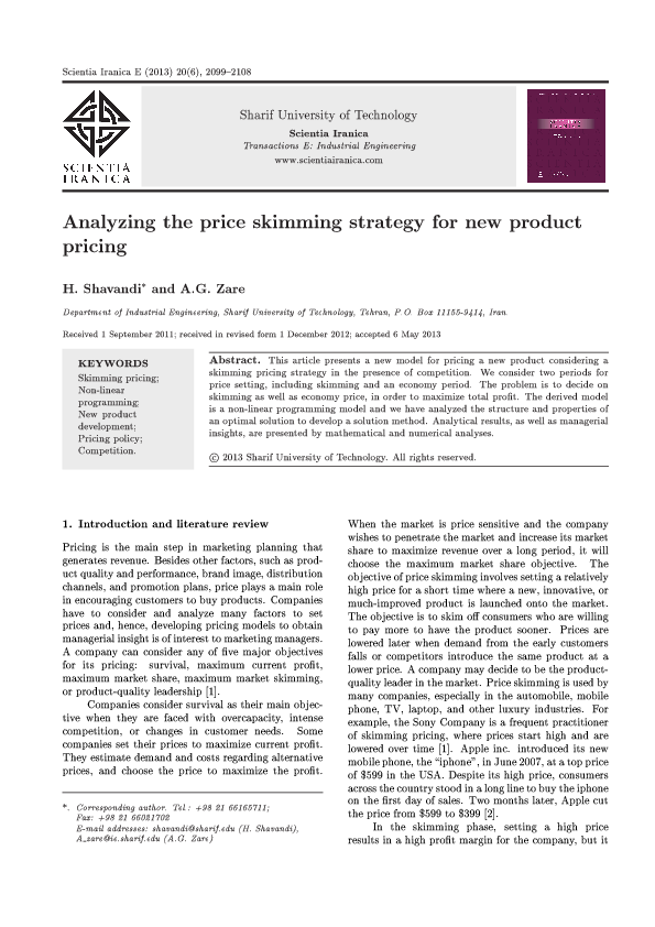 (PDF) Analyzing the Price Skimming Strategy for New Product Pricing