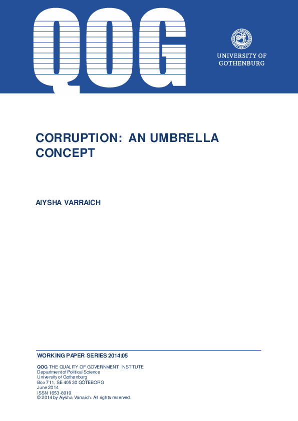 Corruption: An Umbrella Concept