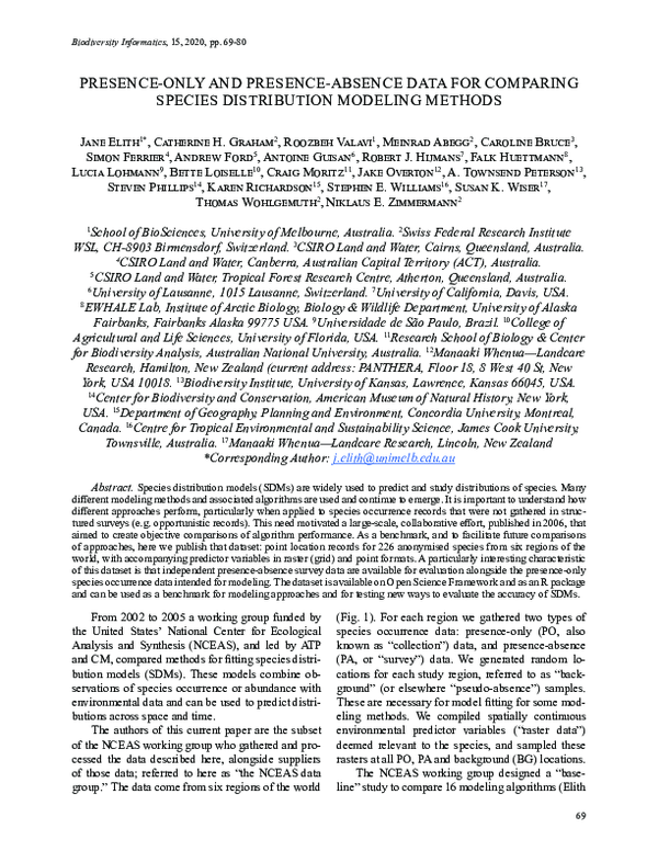(PDF) Presence-only and Presence-absence Data for Comparing Species ...