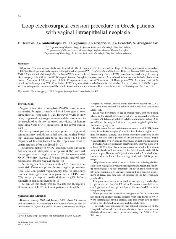 (PDF) Loop electrosurgical excision procedure in Greek patients with