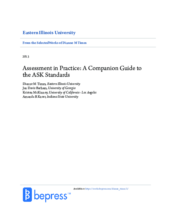 (PDF) Assessment in Practice: A Companion Guide to the ASK Standards