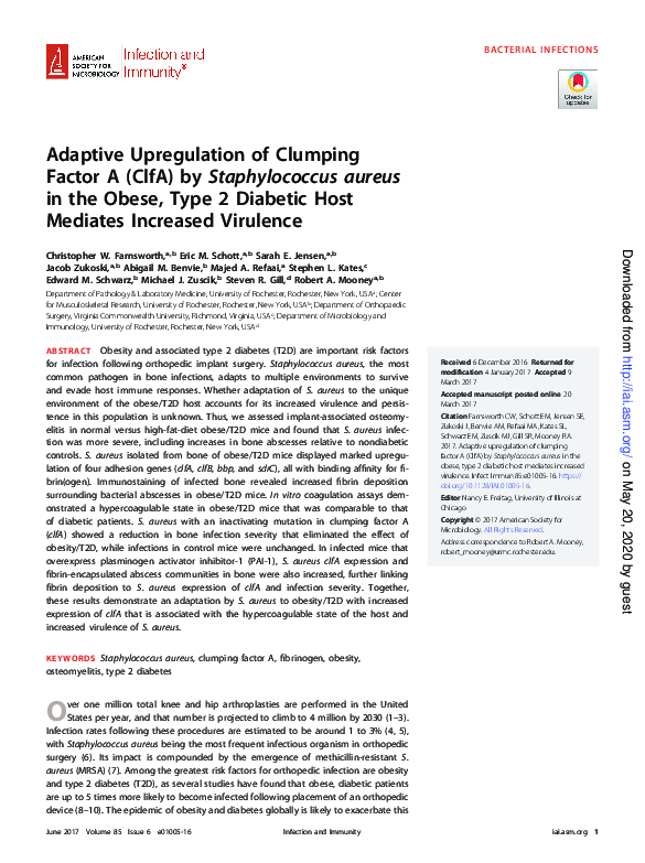 (PDF) Adaptive Upregulation of Clumping Factor A (ClfA) by ...