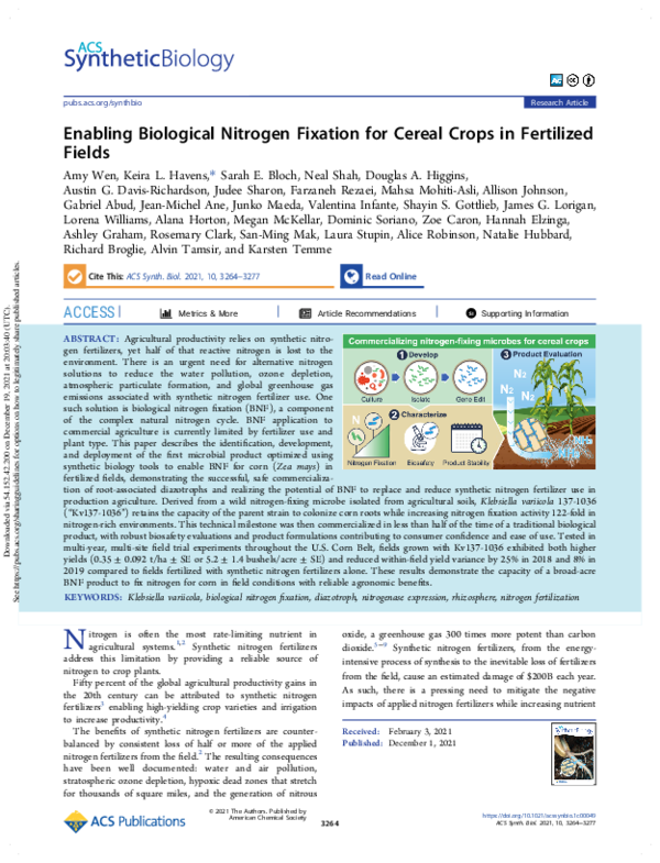 (PDF) Enabling Biological Nitrogen Fixation for Cereal Crops in ...