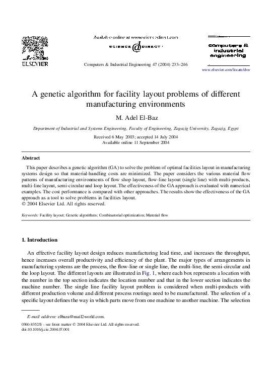 (PDF) A genetic algorithm for facility layout problems of different ...