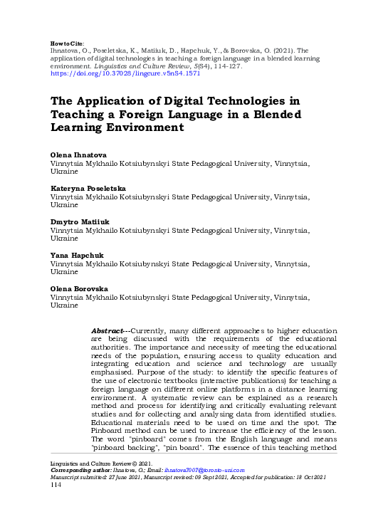 (PDF) Application of Digital Technologies in Teaching a Foreign ...