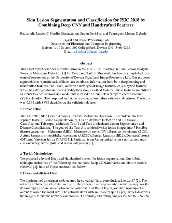 (PDF) Skin Lesion Segmentation and Classification for ISIC 2018 by ...