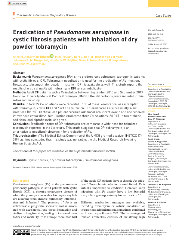 (PDF) Eradication of Pseudomonas aeruginosa in cystic fibrosis patients