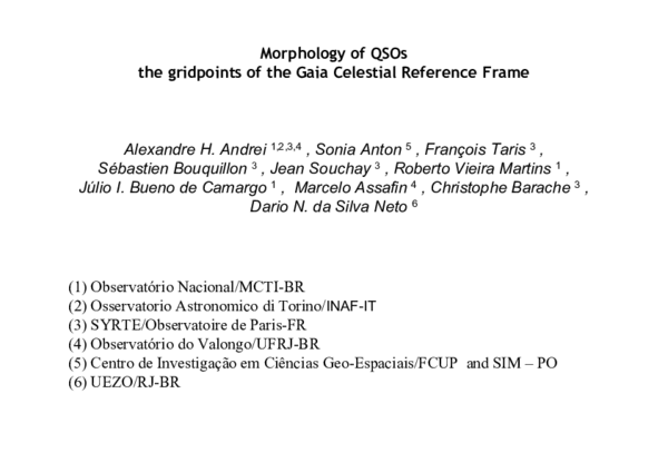 (PDF) Morphology of QSOs-the gridpoints of the Gaia Celestial Reference ...