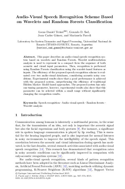 (PDF) Audio-Visual Speech Recognition Scheme Based on Wavelets and ...