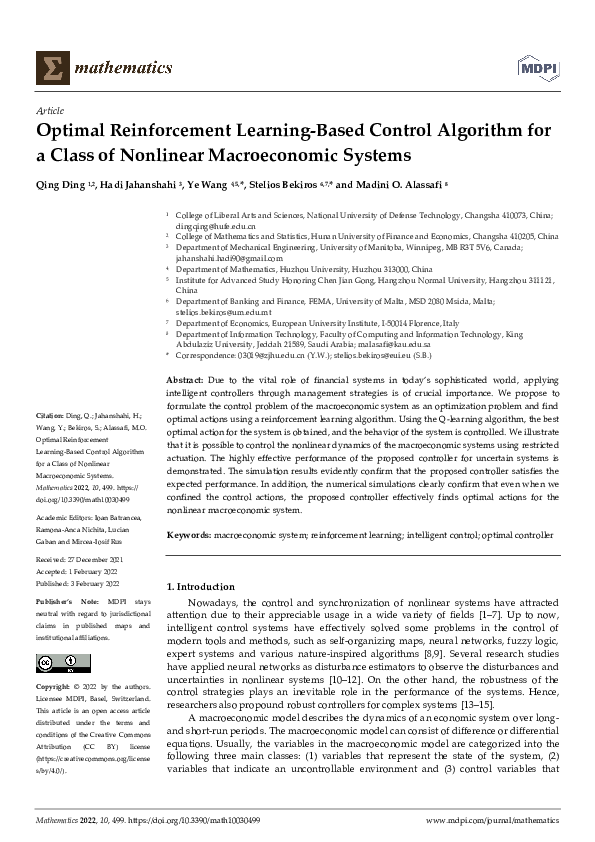 (PDF) Optimal Reinforcement Learning-Based Control Algorithm for a ...