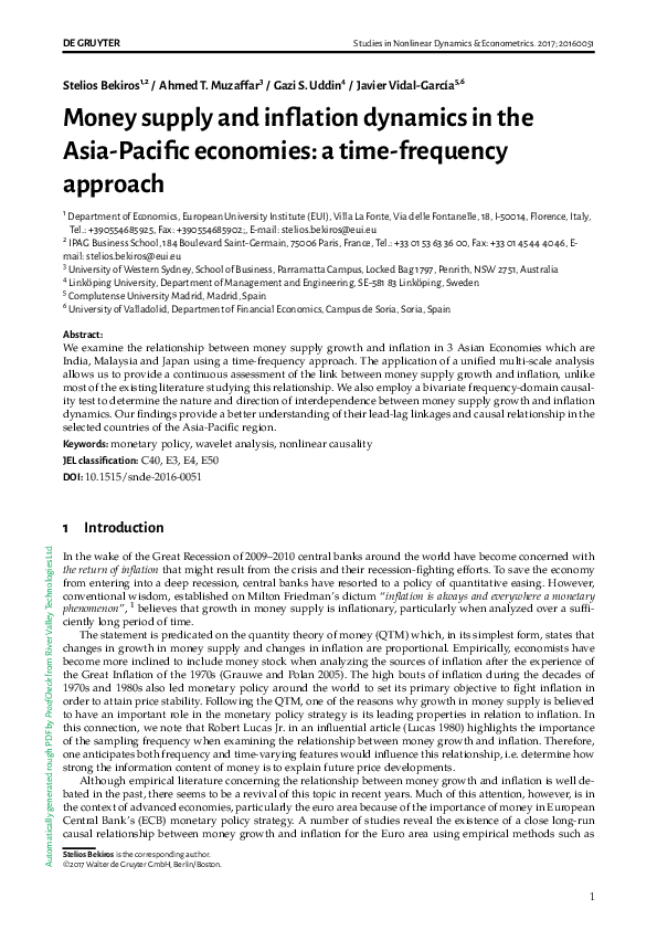 (PDF) Money supply and inflation dynamics in the Asia-Pacific economies ...