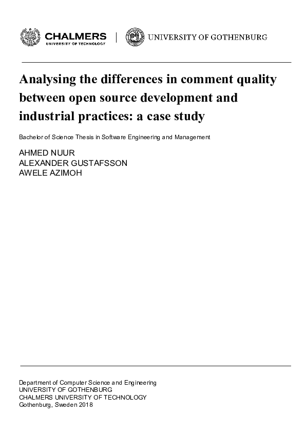 (PDF) Analysing the differences in comment quality between open source ...
