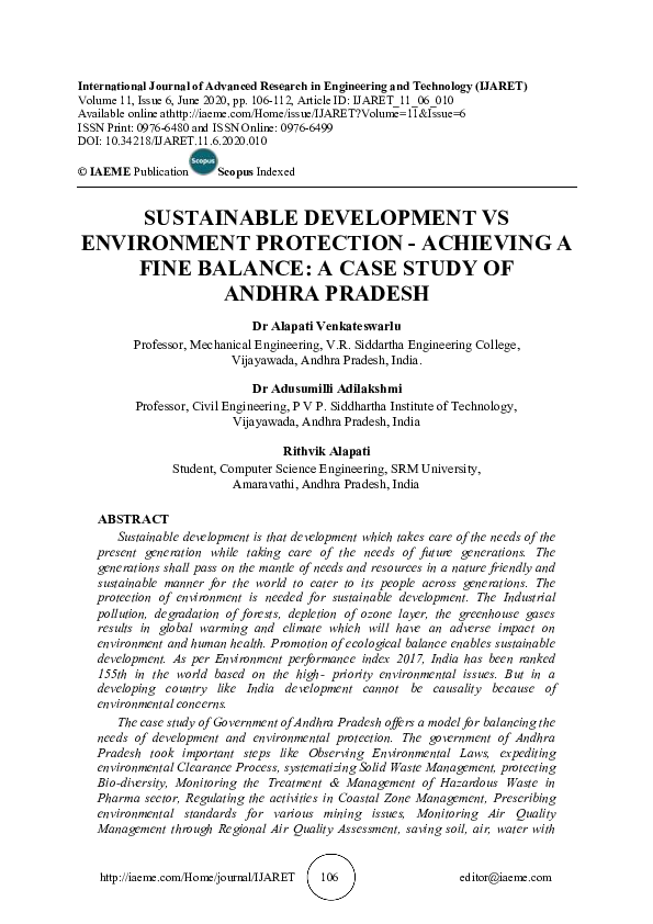 (PDF) Sustainable Development vs Environment Protection – Achieving a ...