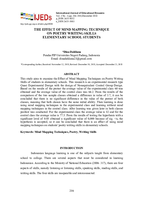 (PDF) The Effect of Mind Mapping Technique on Poetry Writing Skills ...