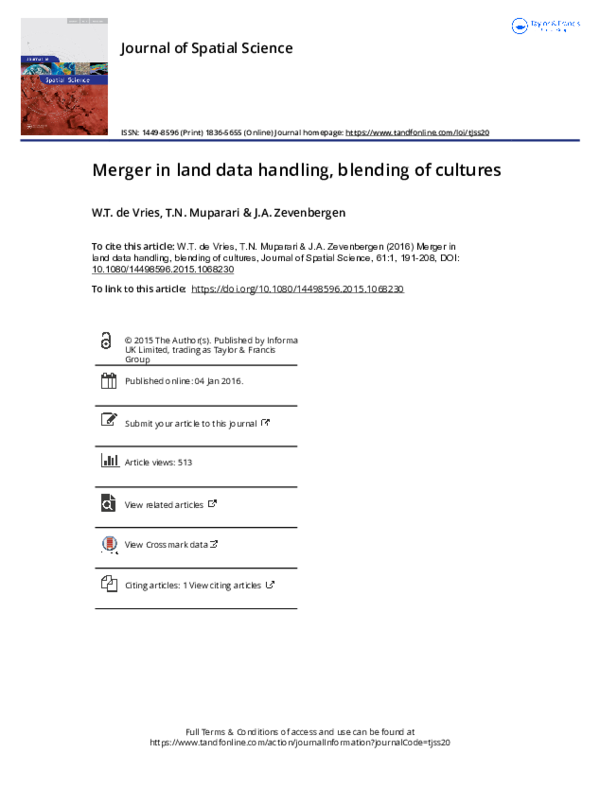 (PDF) Merger in land data handling, blending of cultures